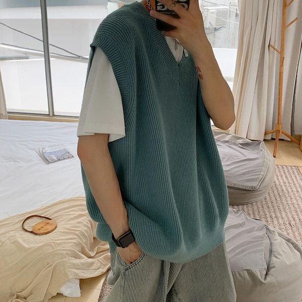 men's vests pr korean style loose solid color v-neck sweater vest 2021 winter warm streetwear fashion pullovers clothing, Black;white
men's vests pr korean style loose solid color v-neck sweater vest 2021 winter warm streetwear fashion pullovers clothing, Black;white