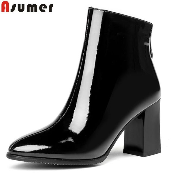 asumer black white fashion autumn winter boots women round toe zip square high heels boots cow patent leather big size
asumer black white fashion autumn winter boots women round toe zip square high heels boots cow patent leather big size