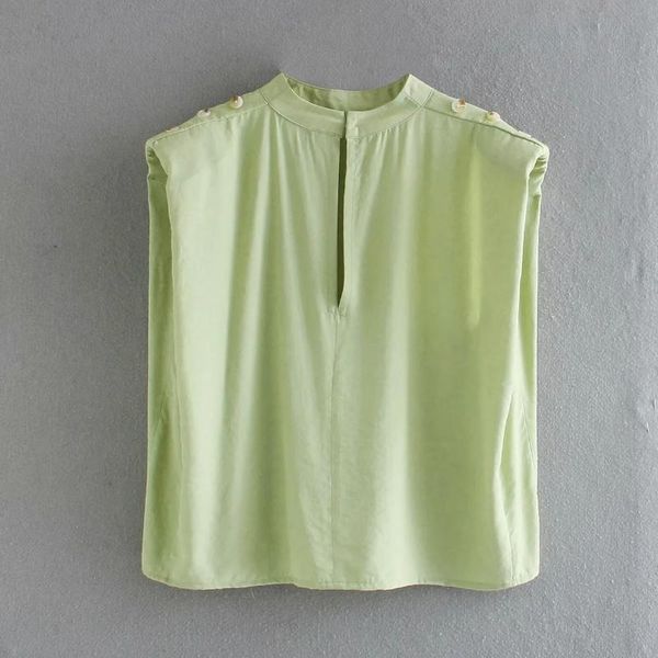 women shoulder pad sleeveless shirt casual femme stand collar blouse office lady loose smock blusas s8026, White
women shoulder pad sleeveless shirt casual femme stand collar blouse office lady loose smock blusas s8026, White