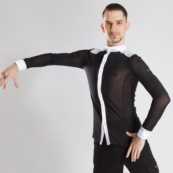 men's latin dance shirt black and white color matching shirt new dance competition practice clothes1, Black;red
men's latin dance shirt black and white color matching shirt new dance competition practice clothes1, Black;red