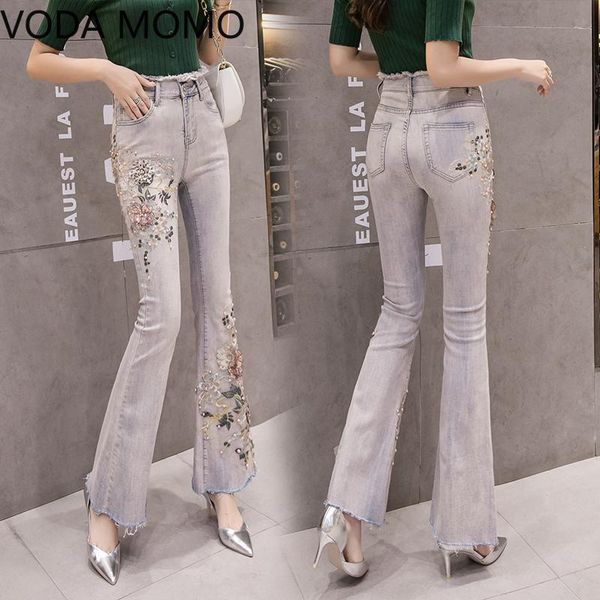 women's jeans embroidery wide leg flare-pants stretch women high waist denim slim pants jean button woman, Blue
women's jeans embroidery wide leg flare-pants stretch women high waist denim slim pants jean button woman, Blue
