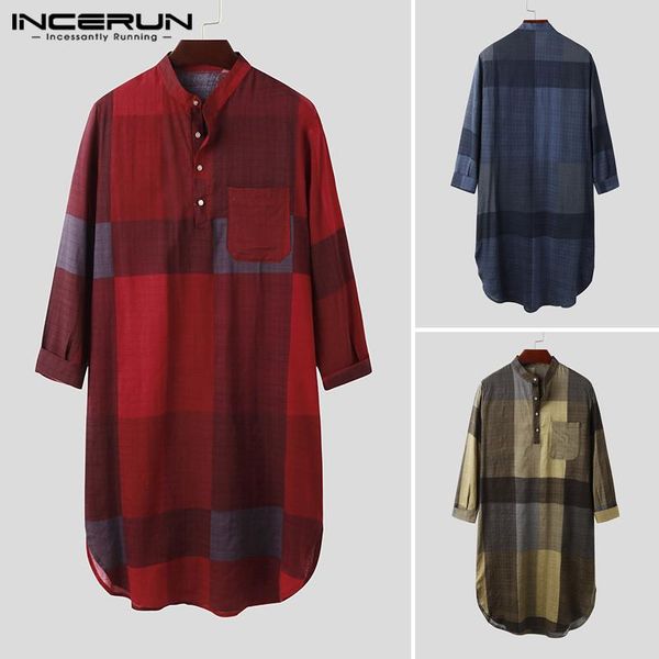 fashion plaid sleep robes incerun mens long sleeve o neck nightwear cotton pockets nightgown cozy buttons sleepwear plus size 7, Black;brown
fashion plaid sleep robes incerun mens long sleeve o neck nightwear cotton pockets nightgown cozy buttons sleepwear plus size 7, Black;brown