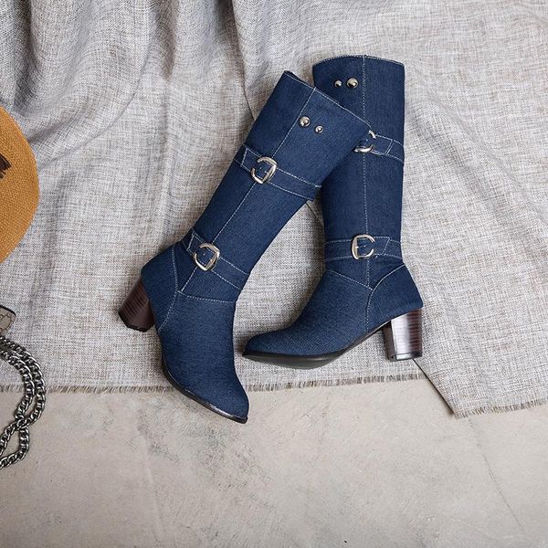 nasbavi spring autumn fashion rivet belt buckle women mid-calf boots ladies denim high heels basic boots shoes plus size, Black
nasbavi spring autumn fashion rivet belt buckle women mid-calf boots ladies denim high heels basic boots shoes plus size, Black