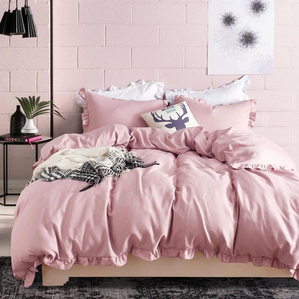 denisroom solid color cotton bedding set pink bed linen cute duvet cover set king size bed setxy65#1
denisroom solid color cotton bedding set pink bed linen cute duvet cover set king size bed setxy65#1