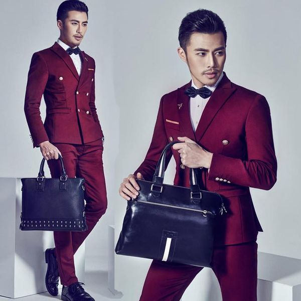 men's suits & blazers formal suit men slim wedding for double breasted mens wine red costume ternos masculino fashion, White;black
men's suits & blazers formal suit men slim wedding for double breasted mens wine red costume ternos masculino fashion, White;black