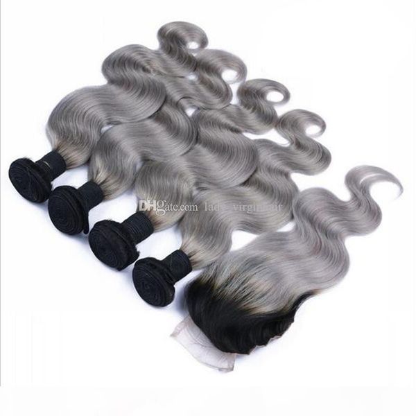 9a malaysian sliver grey ombre hair 4 bundles with 4*4 lace closure gray dark roots ombre two tone human hair body wave, Black
9a malaysian sliver grey ombre hair 4 bundles with 4*4 lace closure gray dark roots ombre two tone human hair body wave, Black