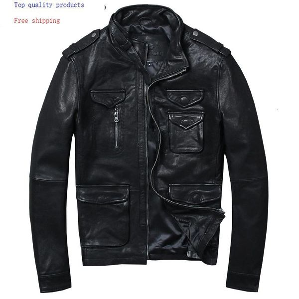 men's leather & faux jacket motorcycle goatskin coat genuine men slim korean vintage jackets 2021 013hl kj2306, Black
men's leather & faux jacket motorcycle goatskin coat genuine men slim korean vintage jackets 2021 013hl kj2306, Black