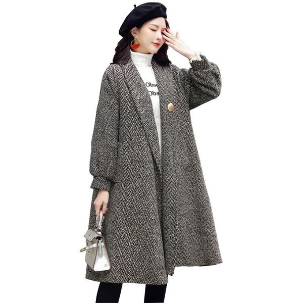 women's wool & blends 2021 autumn winter woolen coat women stripe cloak outerwear female loose large size a-line crude jackets long coa, Black
women's wool & blends 2021 autumn winter woolen coat women stripe cloak outerwear female loose large size a-line crude jackets long coa, Black
