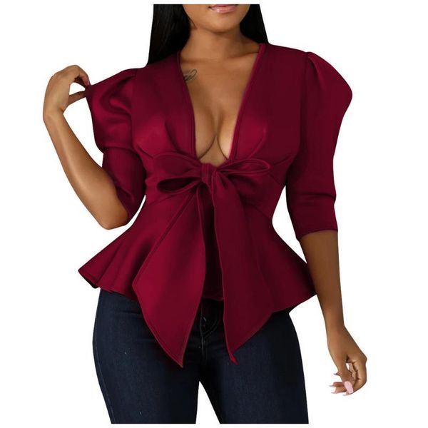 women jacket fashion women solid ruffles hem bandage bow half sleeves cardigan coat women's blouse, Black;brown
women jacket fashion women solid ruffles hem bandage bow half sleeves cardigan coat women's blouse, Black;brown
