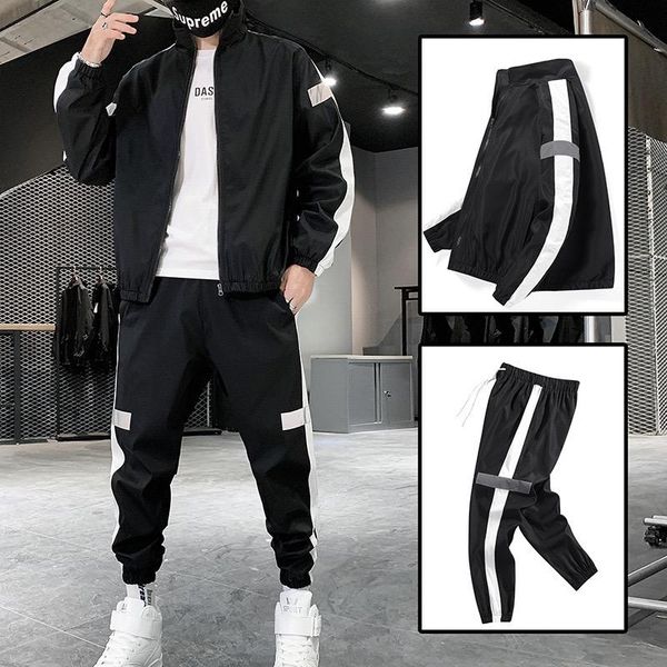 2020 autumn winter new men's sports suit casual versatile training suit white grey black men's coat trousers plus size -6xl, White;black
2020 autumn winter new men's sports suit casual versatile training suit white grey black men's coat trousers plus size -6xl, White;black