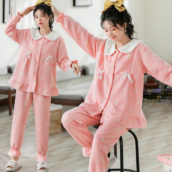 320g winter thick warm cotton padded maternity nursing sleepwear sweet pajamas clothes for pregnant women pregnancy sleep lounge lj201118, White
320g winter thick warm cotton padded maternity nursing sleepwear sweet pajamas clothes for pregnant women pregnancy sleep lounge lj201118, White