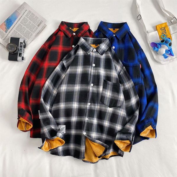 fashion men's clothing plaid shirt winter plus velvet trend thick warm jacket loose shirt boutique designers men clothes 3color sale cz, Blue
fashion men's clothing plaid shirt winter plus velvet trend thick warm jacket loose shirt boutique designers men clothes 3color sale cz, Blue
