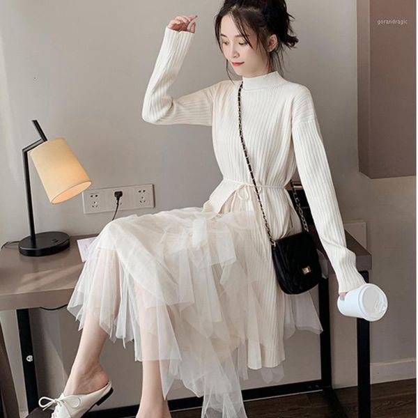 fashion tide sweater two-piece suit skirt autumn and winter new stand collar long-sleeved warm sweater stitching skirt 19b-a1511, White;black
fashion tide sweater two-piece suit skirt autumn and winter new stand collar long-sleeved warm sweater stitching skirt 19b-a1511, White;black