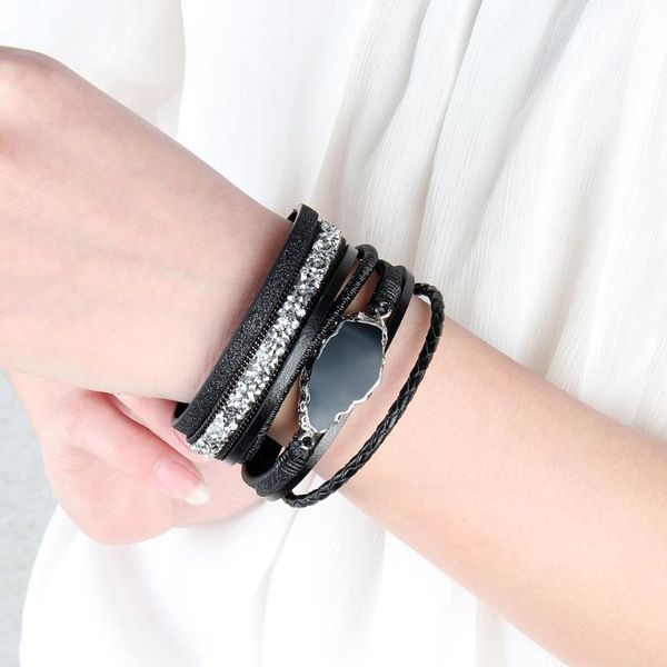charm bracelets braided wide multi-layer pu leather volcanic stone magnet bracelet with mini rhinestone rivet decor for women men cuff jewel, Golden;silver
charm bracelets braided wide multi-layer pu leather volcanic stone magnet bracelet with mini rhinestone rivet decor for women men cuff jewel, Golden;silver