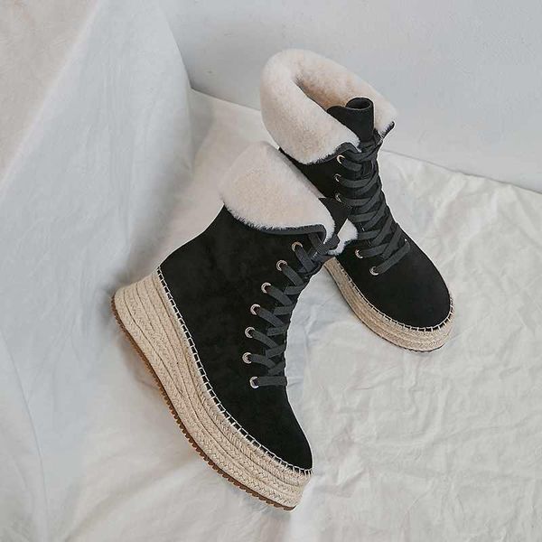 boots winter snow women's high heels thick bottom shoes genuine leather keep warm lace up mid-calf, Black
boots winter snow women's high heels thick bottom shoes genuine leather keep warm lace up mid-calf, Black