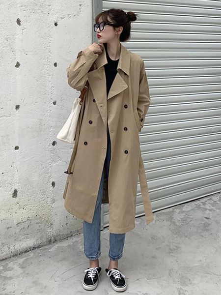 spring and autumn black windbreaker women's long and small popular korean version loose 2021 new coat women fashion, Tan;black
spring and autumn black windbreaker women's long and small popular korean version loose 2021 new coat women fashion, Tan;black