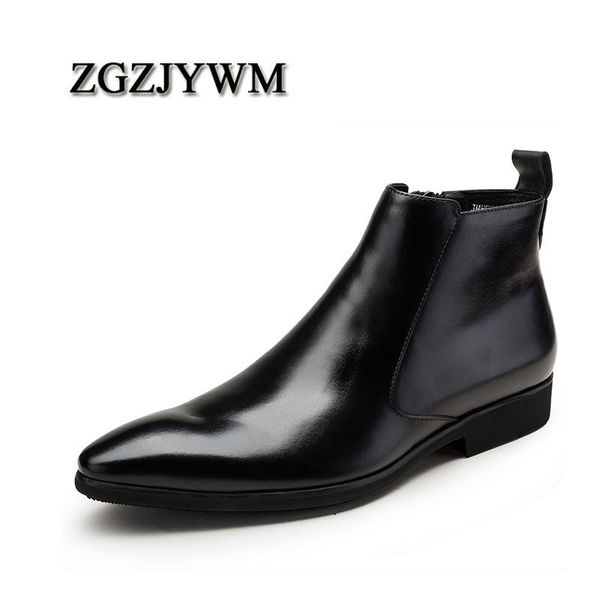 british style fashion handmade comfortable spring/autumn zipper genuine leather pointed ankle dress boots for men, Black
british style fashion handmade comfortable spring/autumn zipper genuine leather pointed ankle dress boots for men, Black