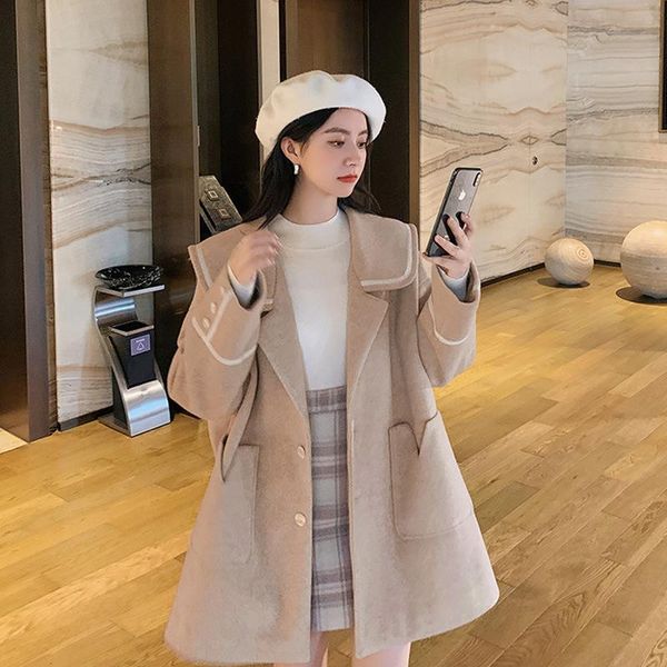 fashion solid pockets woolen winter coats turn-down collar wool coat and jacket full sleeve women winter coat wool 2020, Black
fashion solid pockets woolen winter coats turn-down collar wool coat and jacket full sleeve women winter coat wool 2020, Black