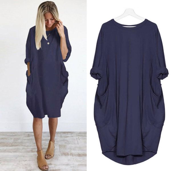plus size womens dresses ropa mujer casual midi dress ladies long sleeve pockets loose solid color oversized dress yj2, Black;gray
plus size womens dresses ropa mujer casual midi dress ladies long sleeve pockets loose solid color oversized dress yj2, Black;gray