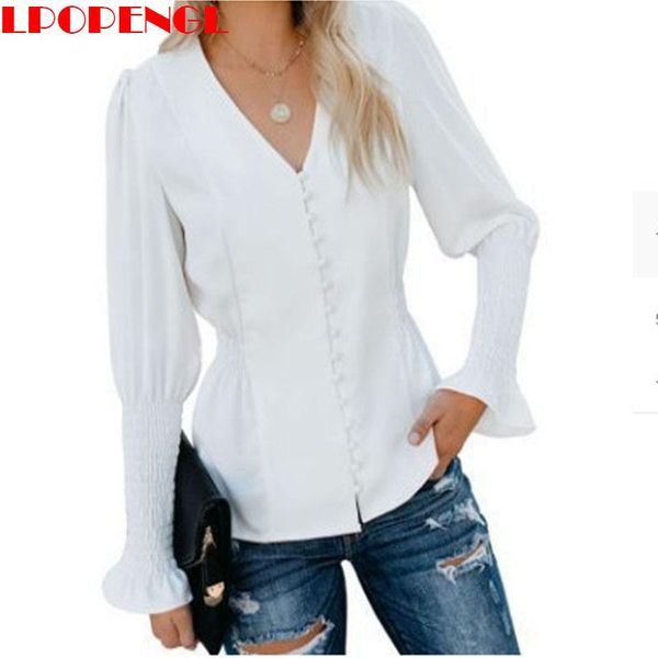 women's blouses & shirts spring autumn blouse 2021 the fashion solid color long sleeve pullover single breasted v-neck sweet style, White
women's blouses & shirts spring autumn blouse 2021 the fashion solid color long sleeve pullover single breasted v-neck sweet style, White