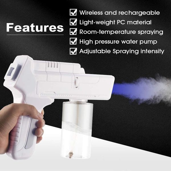 disinfection sterilizer blue ray nano spray gun 100-240v 18w chargeable sprayer mist air purifies foggy machine
disinfection sterilizer blue ray nano spray gun 100-240v 18w chargeable sprayer mist air purifies foggy machine