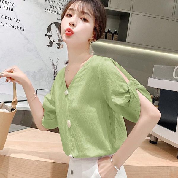 blouse women 2021 summer chiffon elegant v neck short sleeve pink green and blouses plus size 3xl blusas feminina fy363, White
blouse women 2021 summer chiffon elegant v neck short sleeve pink green and blouses plus size 3xl blusas feminina fy363, White