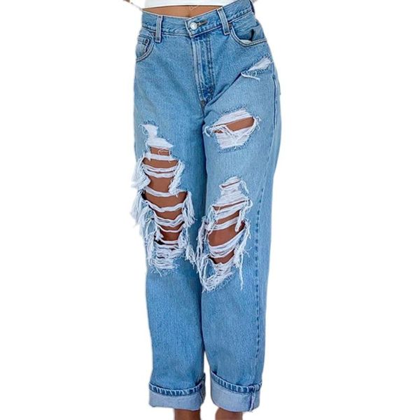 women's jeans women ripped straight leg high waist loose causal denim pants boyfriend baggy fashion hole wide cargo trousers, Blue
women's jeans women ripped straight leg high waist loose causal denim pants boyfriend baggy fashion hole wide cargo trousers, Blue