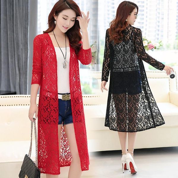 summer thin red long cardigan lace beach sun protection clothing plus size hollow out coat casual ladies shawl jacket mujer 5xl1, Black;brown
summer thin red long cardigan lace beach sun protection clothing plus size hollow out coat casual ladies shawl jacket mujer 5xl1, Black;brown