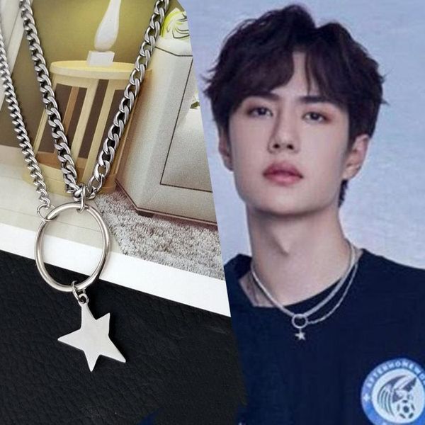 fashion simple metal five-pointed star pendant double-layer necklace men and women pendant necklace sale, Silver
fashion simple metal five-pointed star pendant double-layer necklace men and women pendant necklace sale, Silver