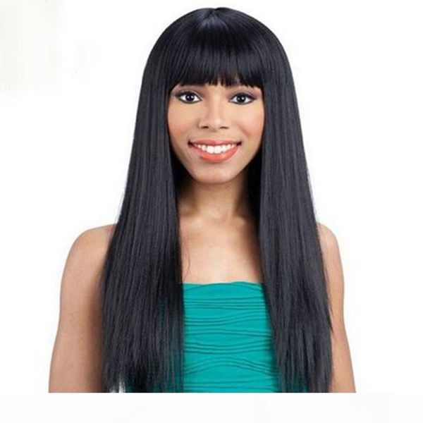 in stock silky straight full wigs simulation human hair silky straight wigs with bangs ing, Black
in stock silky straight full wigs simulation human hair silky straight wigs with bangs ing, Black