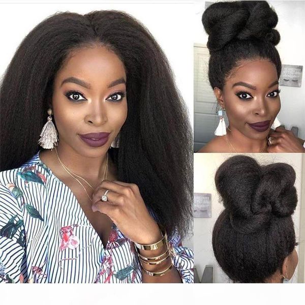 italian yaki 13x6 lace front wigs human hair wigs wirh baby hair 360 lace frontal kinky straight full lace wigs for black women, Black;brown