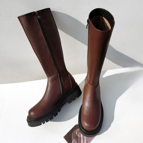 genuine leather high heels platform boots side zipper women knee high boots female round toe night club working shoes woman, Black
genuine leather high heels platform boots side zipper women knee high boots female round toe night club working shoes woman, Black