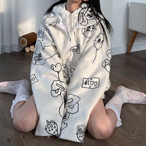 houzhou autumn winter zip up hoodie plus size kawaii loose fashion sweatshirt women long sleeve cute print women hoodies 201028, Black
houzhou autumn winter zip up hoodie plus size kawaii loose fashion sweatshirt women long sleeve cute print women hoodies 201028, Black