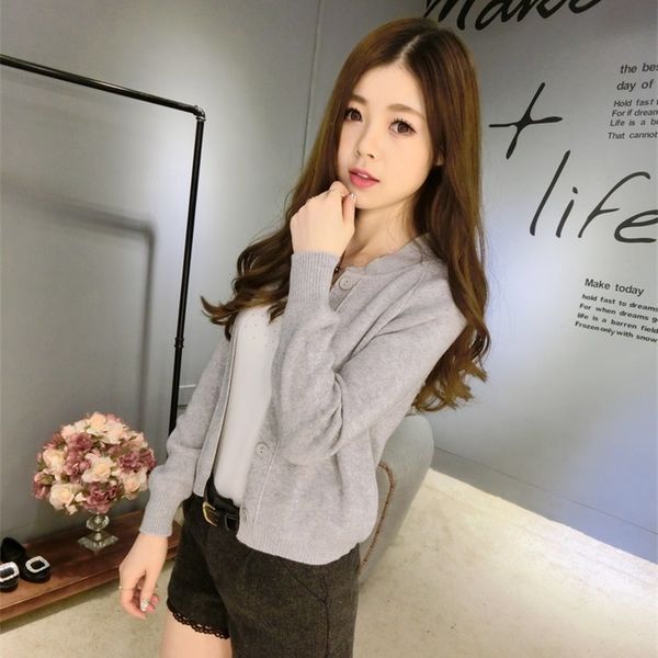 spring and autumn cardigan short design slim coat solid color long-sleeve sweater female thickening y200910, White;black
spring and autumn cardigan short design slim coat solid color long-sleeve sweater female thickening y200910, White;black