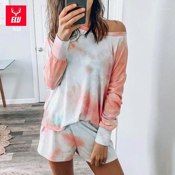 gym clothing women's tie dye printed t shirts and shorts pajama 2pcs set lounge long sleeve leisure wear comfy sleepwear plus1, White;black
gym clothing women's tie dye printed t shirts and shorts pajama 2pcs set lounge long sleeve leisure wear comfy sleepwear plus1, White;black