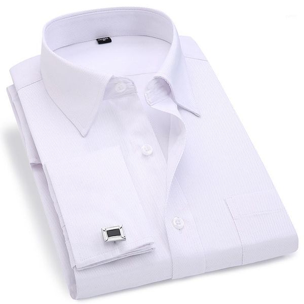 french cuff men's dress long sleeve shirt regular fit male social wedding party cufflinks shirt plus size 5xl 6xl1, White;black
french cuff men's dress long sleeve shirt regular fit male social wedding party cufflinks shirt plus size 5xl 6xl1, White;black
