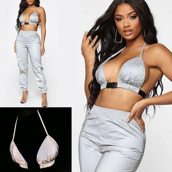 2019 womens reflective buckles bralette bra bustier crop camisole tank vest1, White
2019 womens reflective buckles bralette bra bustier crop camisole tank vest1, White