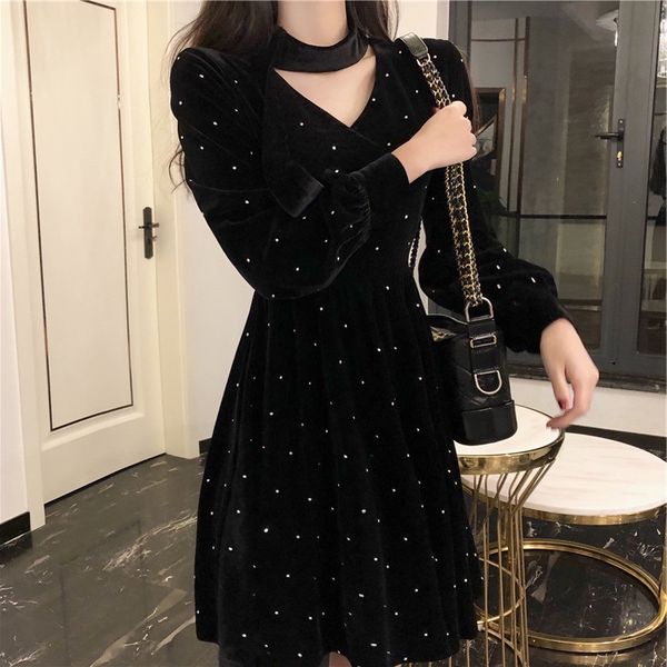 2021 new elegant black velvet long sleeve fairy women mini gothic winter one-piece dress ladies wedding party clothes 97e1, Black;gray
2021 new elegant black velvet long sleeve fairy women mini gothic winter one-piece dress ladies wedding party clothes 97e1, Black;gray