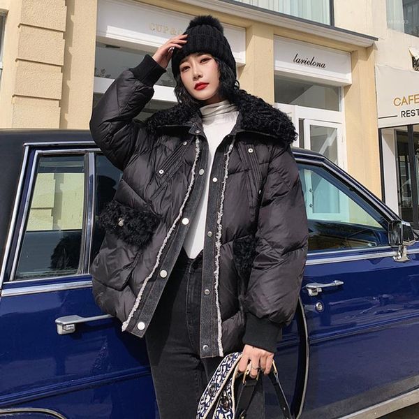 winter 2020 female jacket bright lamb fur collar stitching parkas coat new thick warm loose casual oversized women jacket a731, Black
winter 2020 female jacket bright lamb fur collar stitching parkas coat new thick warm loose casual oversized women jacket a731, Black