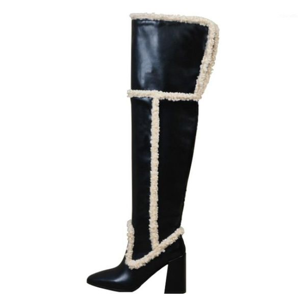 boots leather winter european and american fashion color matching high-heeled thick heel over-the-knee sleeve warm women's 34-421, Black
boots leather winter european and american fashion color matching high-heeled thick heel over-the-knee sleeve warm women's 34-421, Black