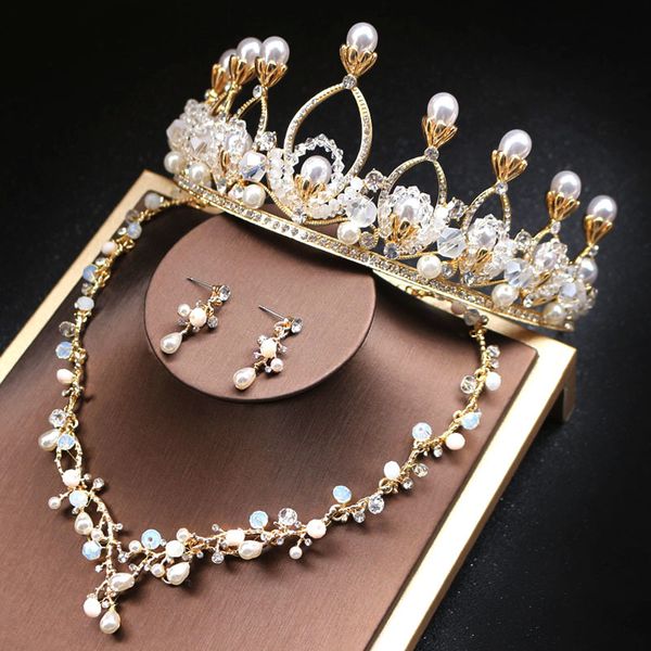 japanese and korean style bridal crown headdress crystal beaded jewelry wedding dress accessories necklace earrings three piece set, Silver
japanese and korean style bridal crown headdress crystal beaded jewelry wedding dress accessories necklace earrings three piece set, Silver