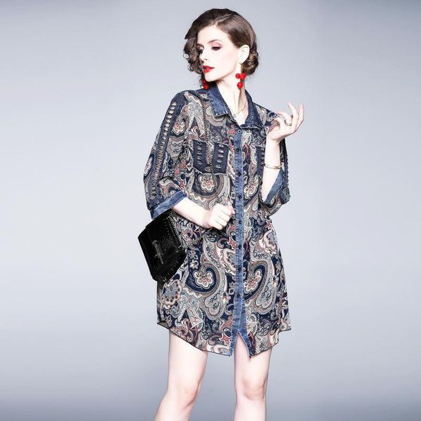 runway elegant printed blouses shirts women nine quarter sleeve turn-down collar office spliecd female shirts cowboy shirt, White
runway elegant printed blouses shirts women nine quarter sleeve turn-down collar office spliecd female shirts cowboy shirt, White