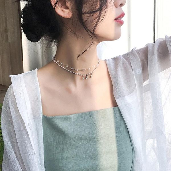 new korean simulated pearl choker necklace bling crystal double layer chain clavicle statement pendant jewelry for girls, Golden;silver
new korean simulated pearl choker necklace bling crystal double layer chain clavicle statement pendant jewelry for girls, Golden;silver
