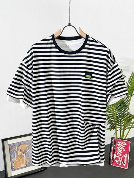 men striped letter patched detail drop shoulder tee o1qp#, White;black
men striped letter patched detail drop shoulder tee o1qp#, White;black