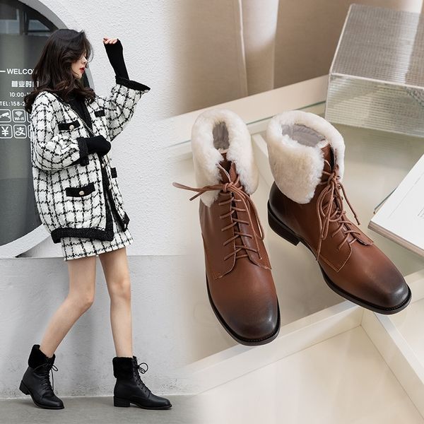 2020 female leather genuine stuffed winter snow ladies wool comfortable ankle women's lace boots a1ip, Black
2020 female leather genuine stuffed winter snow ladies wool comfortable ankle women's lace boots a1ip, Black