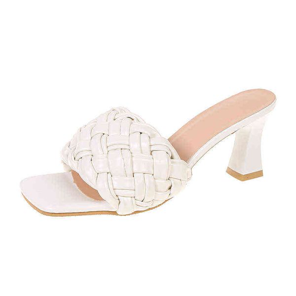 2022 woven high-heeled sandals, women's summer thin heel, one line, wear sandals outside, large, Black
2022 woven high-heeled sandals, women's summer thin heel, one line, wear sandals outside, large, Black