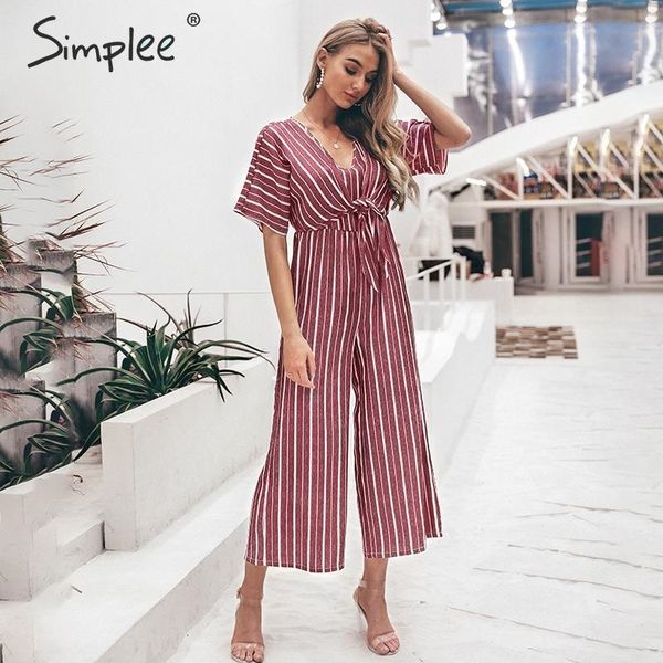 simplee vintage striped v neck long jumpsuit summer sashes short sleeve overalls elegant wide leg office ladies jumpsuits romper y200422, Black;white
simplee vintage striped v neck long jumpsuit summer sashes short sleeve overalls elegant wide leg office ladies jumpsuits romper y200422, Black;white