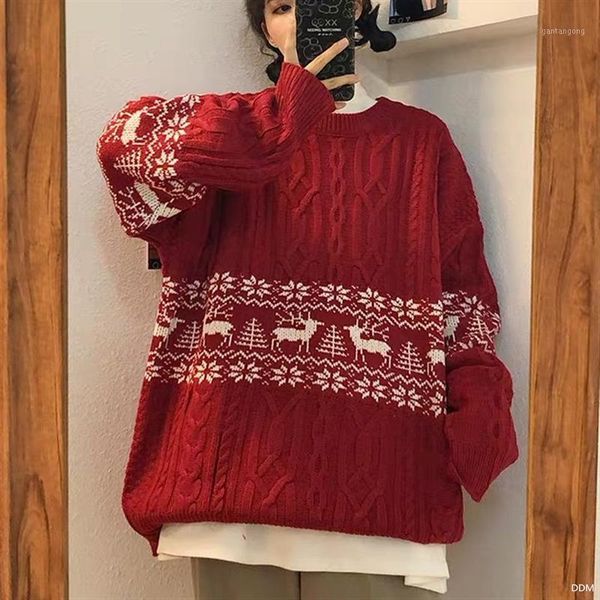 christmas deer red sweater women's loose korean wear foreign style languid style fall winter 2020 pullover round neck knitting1, White;black
christmas deer red sweater women's loose korean wear foreign style languid style fall winter 2020 pullover round neck knitting1, White;black
