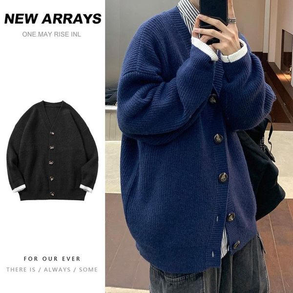 men's sweaters autumn and winter sweater trend loose thick v-neck korean casual ins lazy wind student cardigan jacket, White;black
men's sweaters autumn and winter sweater trend loose thick v-neck korean casual ins lazy wind student cardigan jacket, White;black