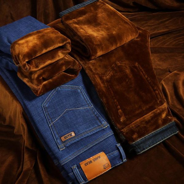 winter men's warm jeans 2020 new classic style business casual thicken elastic denim pants male brand trousers blue black
winter men's warm jeans 2020 new classic style business casual thicken elastic denim pants male brand trousers blue black